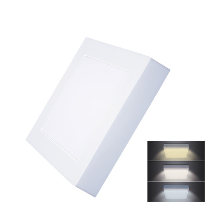 Solight LED mini panel CCT, přisazený, 12W, 900lm, 3000K, 4000K, 6000K, čtvercový