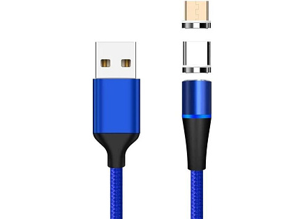 PremiumCord Magnetický micro USB a USB-C nabíjecí a datový kabel, 1m, modrá PremiumCord Magnetický micro USB a USB-C nabíjecí a datový kabel, 1m, modrá