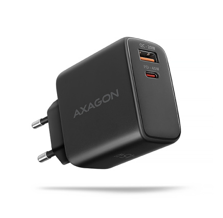 AXAGON ACU-PQ45 GaN nabíječka do sítě 45W, 2x port (USB-A + USB-C), PD3.0/PPS/QC4+/SFC 2.0/AFC/Apple AXAGON ACU-PQ45 GaN nabíječka do sítě 45W, 2x port (USB-A + USB-C), PD3.0/PPS/QC4+/SFC 2.0/AFC/Apple