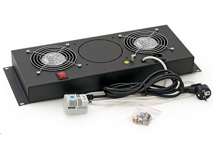 TRITON 19" ventilační jednotka vertikální, 2 vent., 4U, 230V/30W, termostat, černá