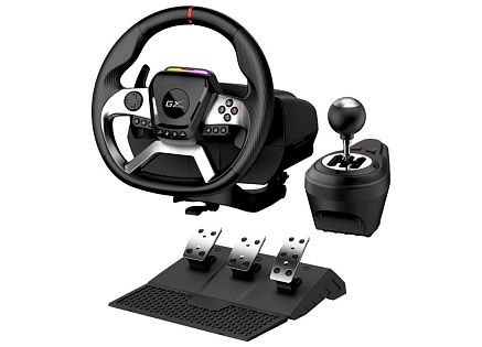 GENIUS Volant s pedály GX Gaming SpeedMaster X5 FF, Řadící páka, Drátový USB-C, vibrační, PC, PS4, Xbox One GENIUS Volant s pedály GX Gaming SpeedMaster X5 FF, Řadící páka, Drátový USB-C, vibrační, PC, PS4, Xbox One