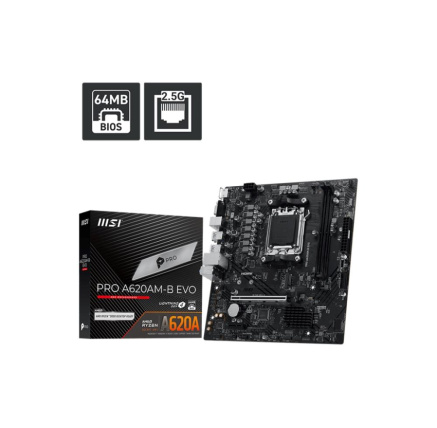 MSI MB Sc AM5 PRO A620AM-B EVO, AMD A620A, 2xDDR5, 1xHDMI, 1xVGA, mATX
