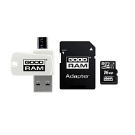 GOODRAM microSDHC karta 16GB M1A4 All-in-one (R:100/W:10 MB/s), UHS-I Class 10, U1 + Adapter + OTG card reader/čtečka