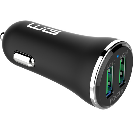 WG - Nabíječka do auta 2x USB-A 36W, QC 3.0 + QC 3.0, černá WG - Nabíječka do auta 2x USB-A 36W, QC 3.0 + QC 3.0, černá