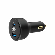 GEMBIRD Nabíječka do auta, 1x USB, 1xUSB-C, rychlo-nabíječka, QC3.0, 30 W, černá