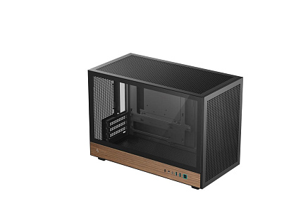 DEEPCOOL Case CH260 WOOD, mATX, Průhledná bočnice, černo-dřevěná