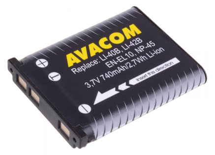 AVACOM Olympus Li-40B, Li-42B, Fujifilm NP-45, Nikon EN-EL10 Li-Ion 3.7V 740mAh 2.7Wh