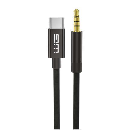 WG - Kabel Type-C (male) na AUX 3,5mm jack (male), 1,5metru, DAC chip, černá