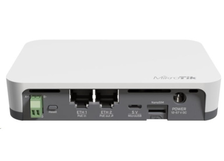 MikroTik RB924i-2nD-BT5&BG77, IoT Gateway, 650MHz CPU, 64MB, 2,4GHz, 2x2MIMO, 2x10/100Mbps, 1xSIM, 802.11n/b/g