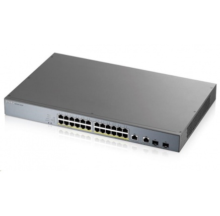 Zyxel GS1350-26HP 26 Port smart managed CCTV PoE switch, long range, 375W, 24x GbE, 2x combo RJ45/SFP