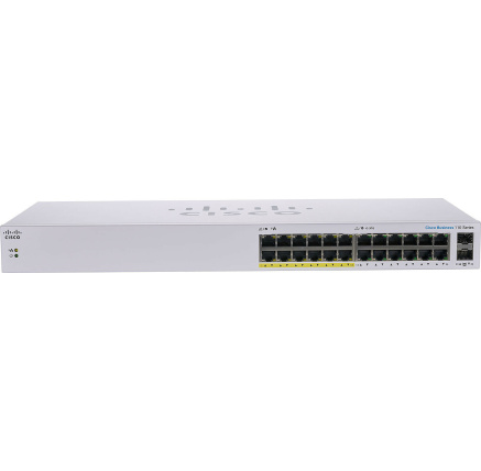 Cisco switch CBS110-24PP (24xGbE, 2xGbE/SFP combo, 12xPoE+, 100W, fanless) - REFRESH Cisco switch CBS110-24PP (24xGbE, 2xGbE/SFP combo, 12xPoE+, 100W, fanless) - REFRESH
