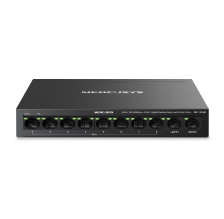 MERCUSYS switch MS110CMP (10x100Mb/s,8xPoE+,115W,fanless)