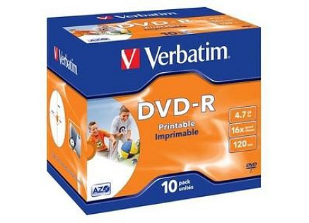 VERBATIM DVD-R (10-pack)Printable/16x/4.7GB/Jewel