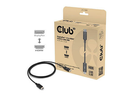 Club3D Adaptér aktivní DisplayPort 1.4 na HDMI HDR (M/M), 2m Club3D Adaptér aktivní DisplayPort 1.4 na HDMI HDR (M/M), 2m