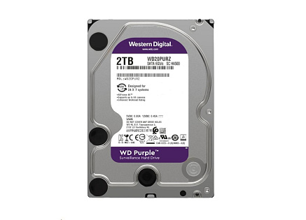 WD PURPLE WD23PURZ 2TB, SATA III 3.5", 64MB, 175MB/s, Low Noise, CMR