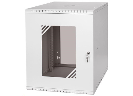 LEXI-Net 19" nástěnný rozvaděč Basic 12U 520x450, skleněné dveře, bez zad, rozložený, šedý