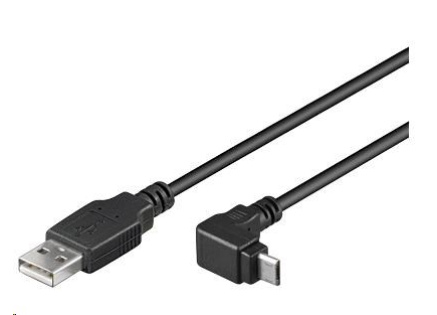 PremiumCord Kabel micro USB 2.0, A-B, konektor do úhlu 90° 1.8m (černý)