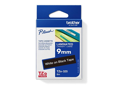 BROTHER TZE325 - kazeta TZ šířky 9mm, laminovaná TZE-325, černá/bílé písmo