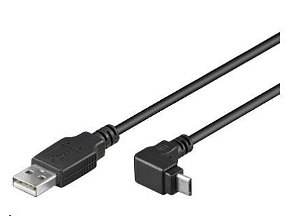 PremiumCord Kabel micro USB 2.0, A-B, konektor do úhlu 90° 1m (černý)