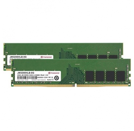 TRANSCEND DIMM DDR4 16GB (Kit of 2) 3200Mhz 1Rx8 1Gx8 CL22 1.2V