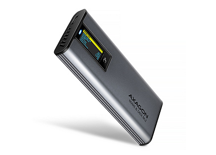 AXAGON EEM2-SD2 USB-C 10Gbps - M.2 NVMe & SATA SSD kovový DISPLAY box, bezšroubkový