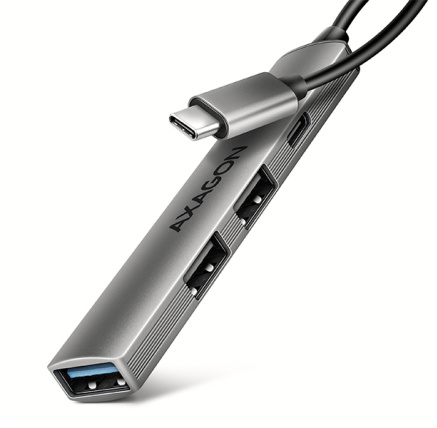 AXAGON HUE-STC, 4x USB ALU STRIP hub, 1x USB-A 5Gbps, 2x USB-A & 1x USB-C 480Mbps, kabel USB-C 12cm
