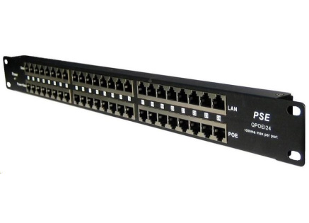 POE injektor pasivní - 24x 100 Mb/s, stíněný panel POE injektor pasivní - 24x 100 Mb/s, stíněný panel