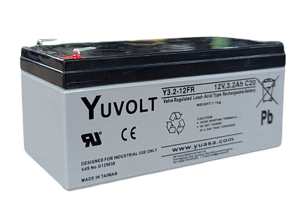 Baterie - YUVOLT Y3.2-12FR (12V; 3,2Ah; faston F1-4,7mm; životnost 3-5let)