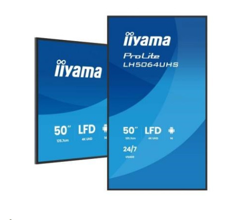 iiyama ProLite LH5064UHS-B1AG, 4K, USB, USB-C, RS232, Ethernet, Wi-Fi, Android, kit (RS232), black iiyama ProLite LH5064UHS-B1AG, 4K, USB, USB-C, RS232, Ethernet, Wi-Fi, Android, kit (RS232), black