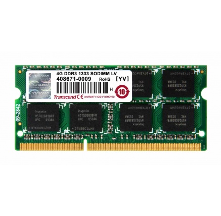 TRANSCEND SODIMM DDR3L 4GB 1333MHz 2Rx8 CL9 Retail TRANSCEND SODIMM DDR3L 4GB 1333MHz 2Rx8 CL9 Retail