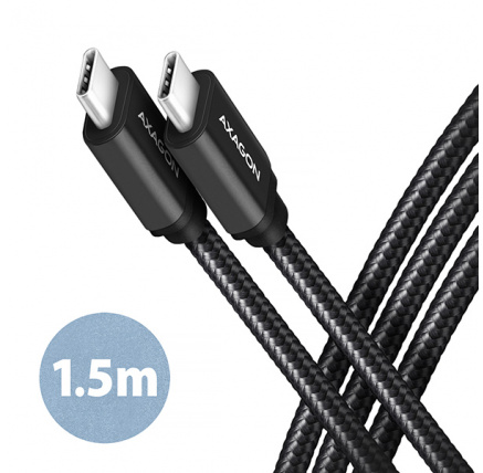 AXAGON BUCM3-CM15AB, SPEED kabel USB-C <-> USB-C, 1.5m, USB 3.2 Gen 1, PD 60W 3A, ALU, oplet, černý AXAGON BUCM3-CM15AB, SPEED kabel USB-C <-> USB-C, 1.5m, USB 3.2 Gen 1, PD 60W 3A, ALU, oplet, černý