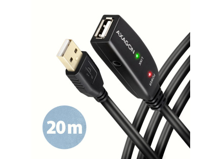 AXAGON ADR-220, USB 2.0 A-M -> A-F aktivní prodlužovací / repeater kabel, 20m