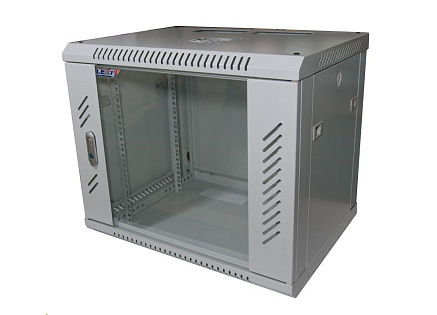 LEXI-Net 19" nástěnný rozvaděč 9U 600x600, nosnost 60 kg, skleněné dveře, svařovaný, šedý