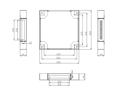 LEXI-Net podstavec s filtrem pro stojanový rozvaděč 600x600, šedý