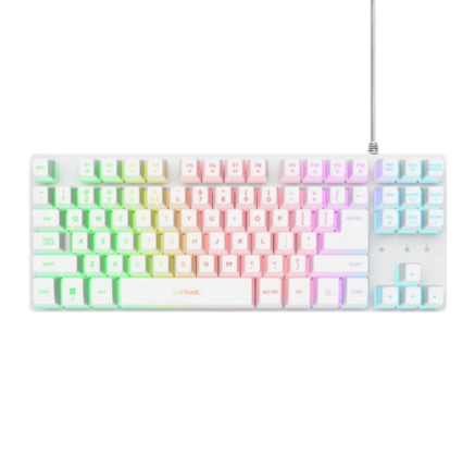 TRUST Klávesnice GXT 833 Thado, Membránová, USB, RGB, bílá