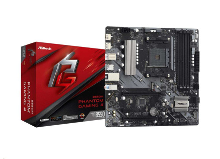 ASRock MB Sc AM4 B550M PHANTOM GAMING 4, AMD B550, 4xDDR4, 1xDP, 1xHDMI, mATX