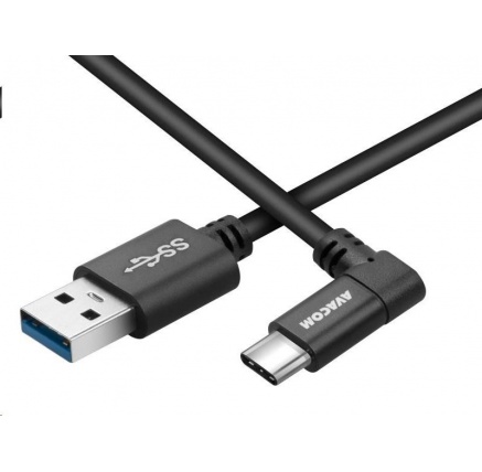 Datový a nabíjecí kabel USB - USB Type-C, 100cm, konektor v úhlu 90°, černý Datový a nabíjecí kabel USB - USB Type-C, 100cm, konektor v úhlu 90°, černý