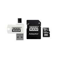 GOODRAM microSDXC karta 128GB M1A4 All-in-one (R:100/W:10 MB/s), UHS-I Class 10, U1 + Adapter + OTG card reader/čtečka