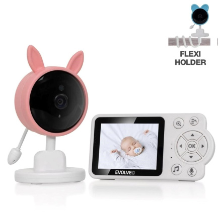 EVOLVEO Baby Monitor N3, LCD displej, IR přísvit, růžová