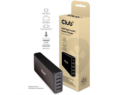 Club3D Nabíječka USB Typ A a C, 5 portů, 111 W