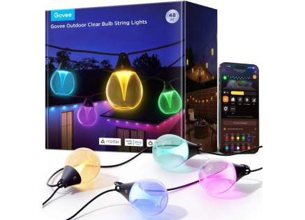 Govee RGBICW Smart zahradní řetěz 15 žárovek Matter