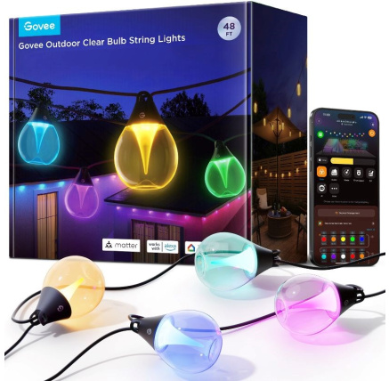 Govee RGBICW Smart zahradní řetěz 15 žárovek Matter