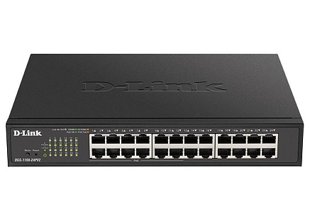 D-Link DGS-1100-24PV2 24-Port PoE Gigabit Smart Managed Switch, 12x PoE, PoE budget 100W, fanless