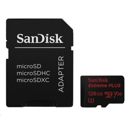 SanDisk MicroSDXC karta 128GB Extreme PLUS (100MB/s, Class 10  UHS-I V30)