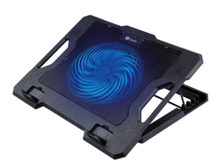 C-TECH chladící podložka pod NTB CLP-S100, Až 17", 1x 140mm, 2x USB, modré podsvícení