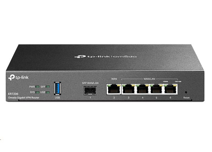 TP-Link ER7206 OMADA VPN router v2.30 (P/N:1700000290) (1xSFP LAN/WAN,1xGbEWAN,4xGbELAN,USB3.0) TP-Link ER7206 OMADA VPN router v2.30 (P/N:1700000290) (1xSFP LAN/WAN,1xGbEWAN,4xGbELAN,USB3.0)
