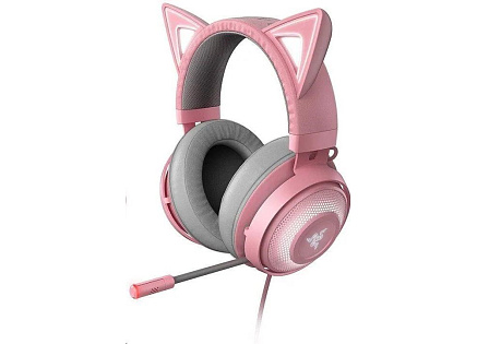 RAZER sluchátka Kraken Kitty, USB Headset, Chroma, Quartz / růžová