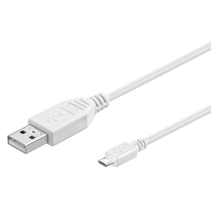 PremiumCord kabel micro USB 2.0, A-B 3m, bílá