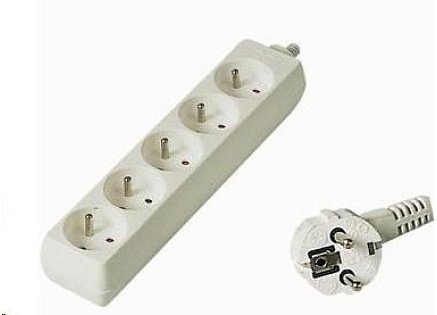 PREMIUMCORD Prodlužovací přívod 230V 2m, 5 zásuvek, bílá