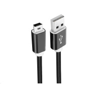 WG - Datový kabel USB Mini-B (5 pins)-USB-A / 1m / nylon braided / black